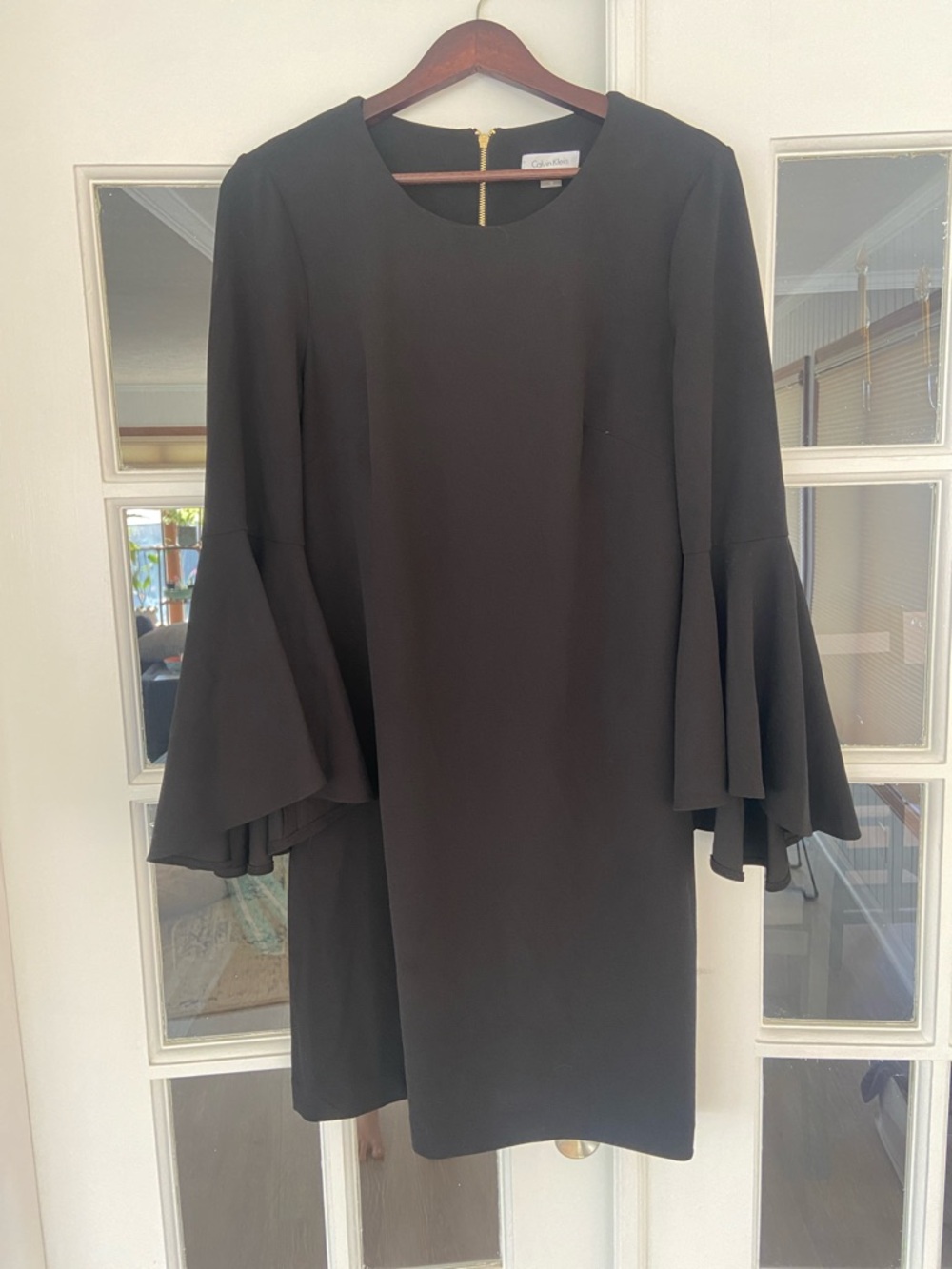 Calvin Klein Black Bell-Sleeve Shift Dress